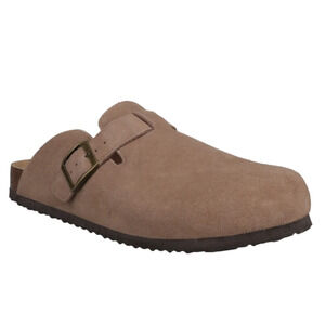 New In Box Khombu Mens Size 10 Taupe Faux Suede Damian Cork Slide On Mule Shoes